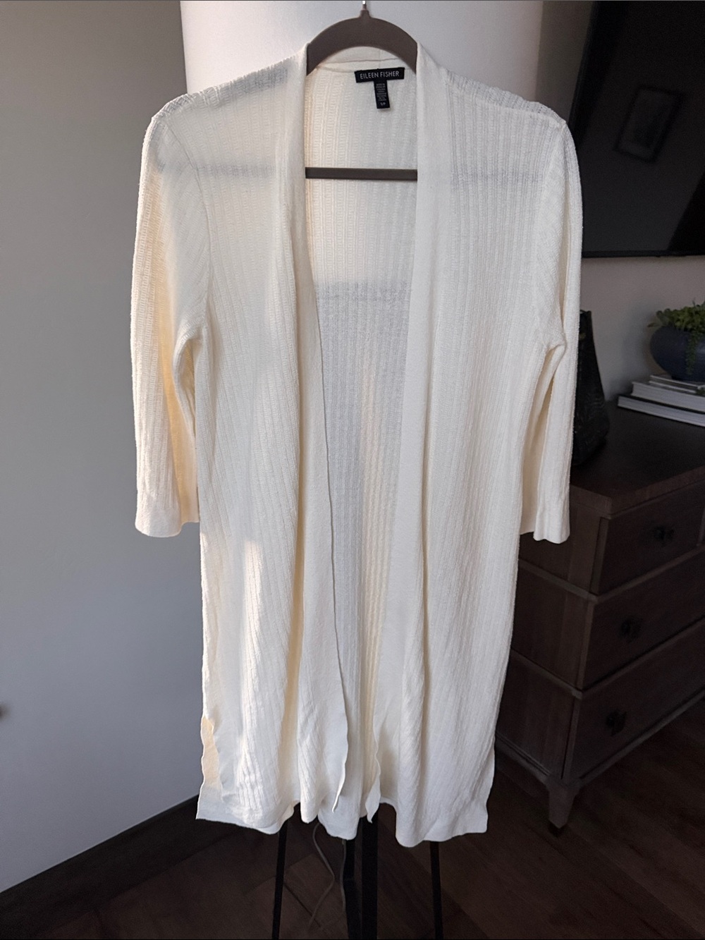 Eileen Fisher open front duster organic linen blend size Small